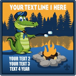 Alligator Roasting Marshmallows Embroidered Patch Design Idea