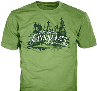 Scout Troop t-shirt design idea SP1471 on pistachio t-shirts