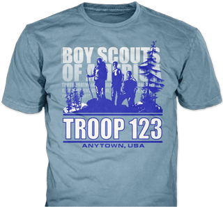 Scout Troop t-shirt design idea SP3290 on light blue t-shirts