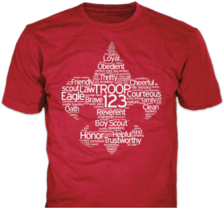 Scout Troop t-shirt design idea SP4354 on red t-shirts