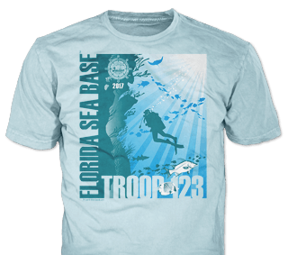 Florida Sea Base High Adventure Custom T-Shirt Design SP4912 on Sky Blue Color