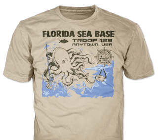 Florida Sea Base High Adventure Custom T-Shirt Design SP4999 on Tan Color
