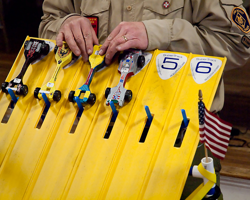 Setting race car on track