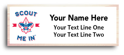 maple wood full color Name Tag with white background