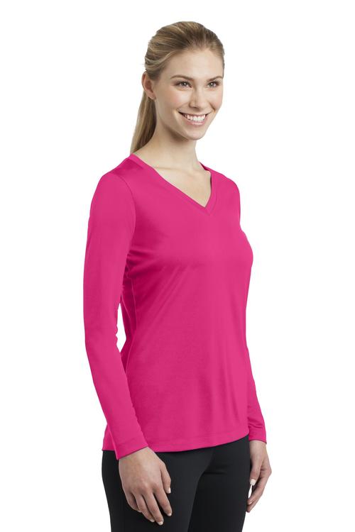 Ladies Long Sleeve Wicking V-Neck Tee