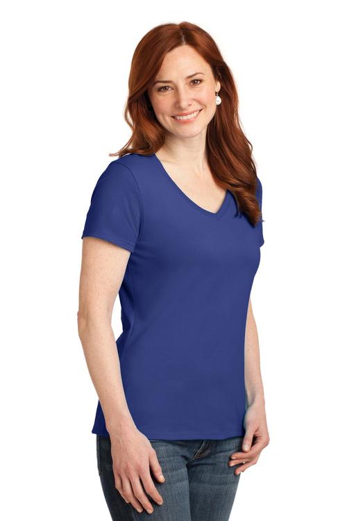 Ladiesâ€™ 4.5oz 100% Ringspun Cotton V-Neck 
