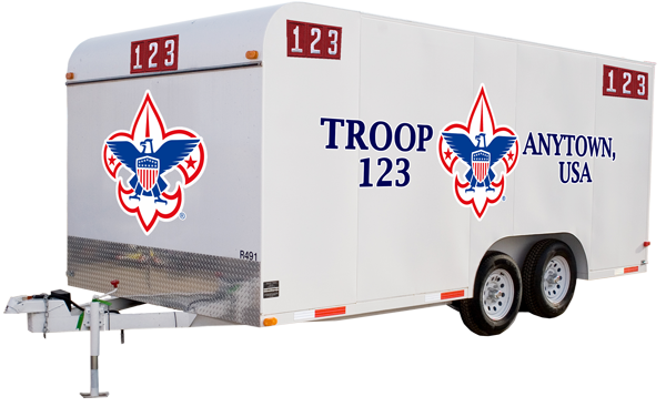 scout troop trailer with custom trailer graphics
