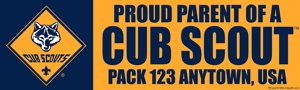 Proud parent cub scout pack bumpersticker