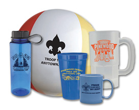 cub scout pack promotional products like steins, frisbees and mugs