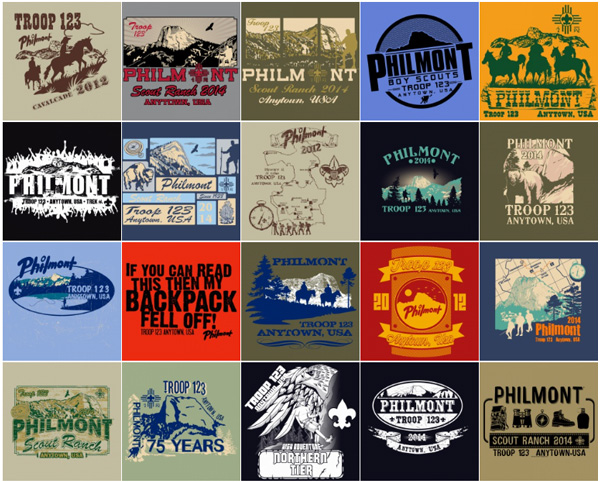 Philmont custom t-shirt designs over 100 styles to choose from