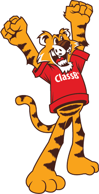 ClassB cartoon tiger excited about custom t-shirts