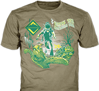 Venturing Crews t-shirt design idea SP4389 B110 on khaki t-shirts